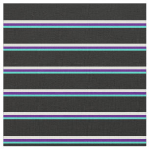 Turquoise, Indigo, Light Cyan en Black Stripes Stof