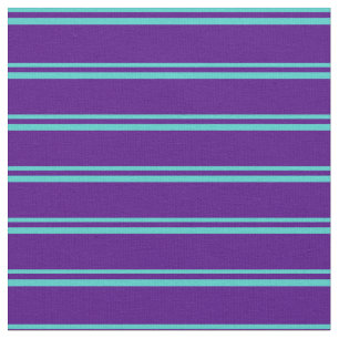 Turquoise & Indigo Lines/Stripes Patroon Stof