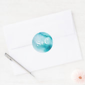 Turquoise Initiaal gepersonaliseerde bruiloft stic Ronde Sticker (Envelop)