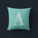 Turquoise Initiaal Monogram Sierkussen<br><div class="desc">Ga uw initiaal in en voeg aan kar toe!</div>
