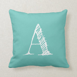 Turquoise Initiaal Monogram Sierkussen