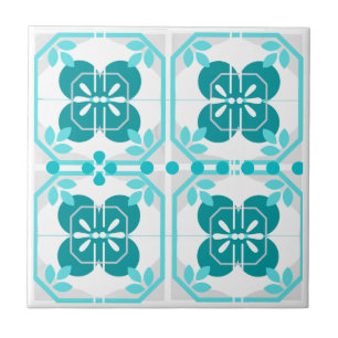 Turquoise Intricate Azulejos Style Tegeltje