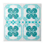 Turquoise Intricate Azulejos Style Tegeltje<br><div class="desc">Geïnspireerd door Portugese tegels zijn deze keramische tegels van turkooizen een geweldige aanvulling op elke keuken-,  badkamer- of eetkamer. Prachtig als rugspatjes of accentstukken.</div>