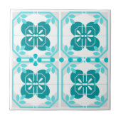 Turquoise Intricate Azulejos Style Tegeltje (Voorkant)
