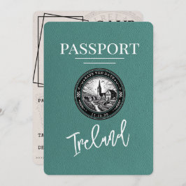 Turquoise Ireland Passport Save the Date