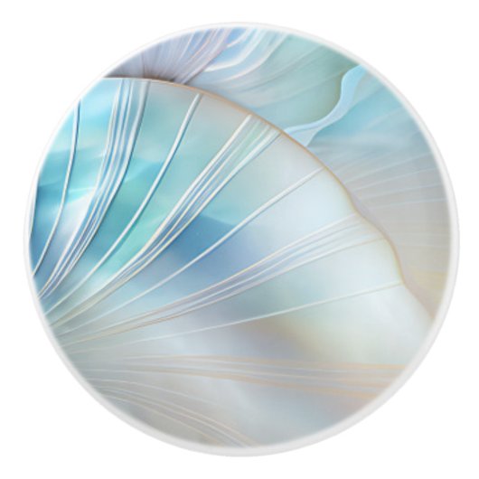 Turquoise Iridescent Holographic Shells Keramische Knop (Voorkant)