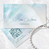 turquoise iriserende holografische schelpen visitekaartje