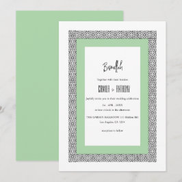 Turquoise Islamitische geometrische grens bruiloft Kaart