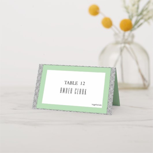 Turquoise Islamitische geometrische grens bruiloft Plaatskaartje (Voorkant)