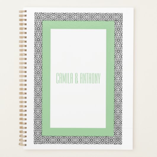 Turquoise Islamitische geometrische grens bruiloft Planner (Voorkant)