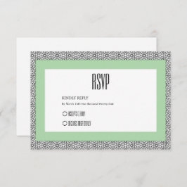 Turquoise Islamitische geometrische grens bruiloft RSVP Kaartje