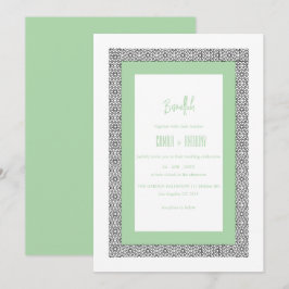 Turquoise Islamitische Geometrische Rand Trouwfees Kaart