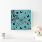 Turquoise  Island Map Vierkante Klok (Huis)