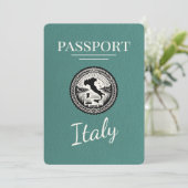 Turquoise Italië Paspoort Save The Date (Staand voorkant)