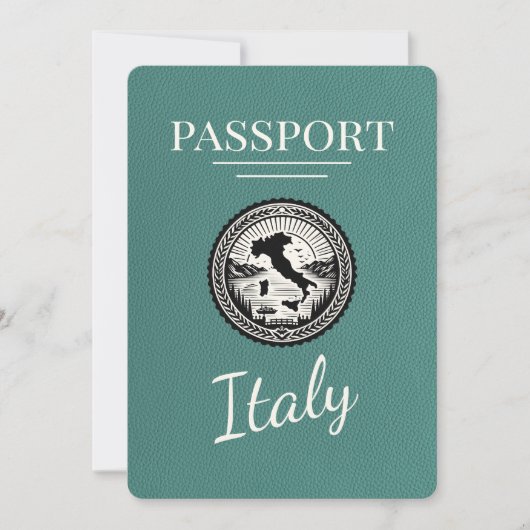 Turquoise Italië Paspoort Save The Date (Voorkant)