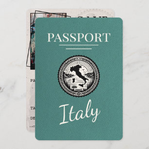 Turquoise Italië Paspoort Save The Date
