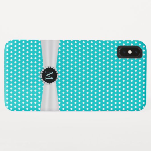 Turquoise & Ivory Ribbon Polka Dots Case-Mate iPhone Case (Achterkant (horizontaal))