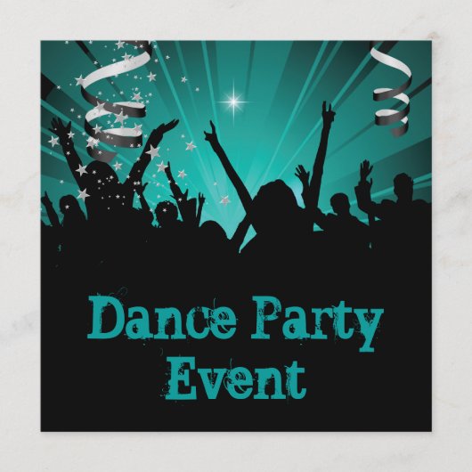 Turquoise Jade Dansfeest Evenement Menigte Rave Kaart (Voorkant)