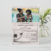 Turquoise Jamaica Passport bruiloft uitnodiging (Staand voorkant)