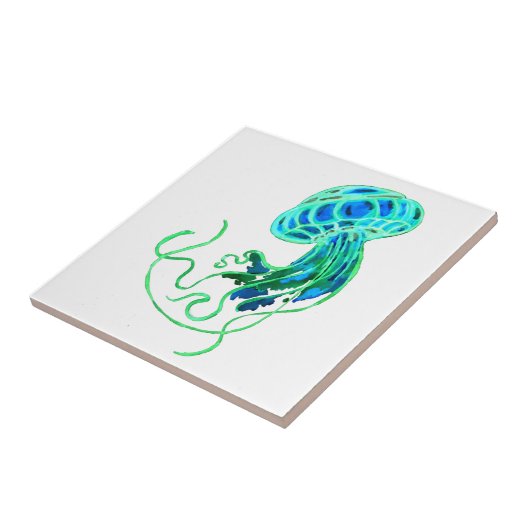 Turquoise Jellyfish Tegeltje (Zijkant)