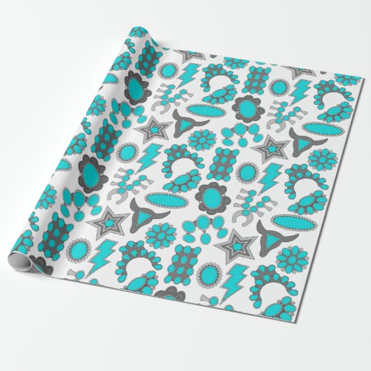 Turquoise Jewelry Wrapping Paper Cadeaupapier (Uitgerold)