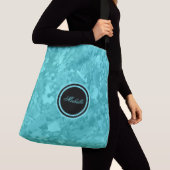 Turquoise Jigzaag Puzzles Naam of Monogram toevoeg Crossbody Tas (Dichtbij)