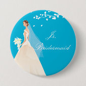 Turquoise Jr. Bridesmaid Bridal Party Button (Voorkant)