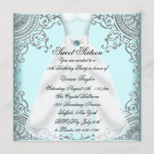 Turquoise jurk Turquoise Sweet 16 verjaardagsfeest Kaart