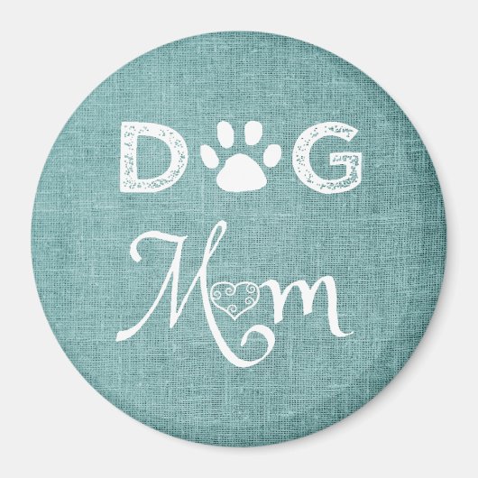 Turquoise Jute Hond Moeder Magneet (Voorkant)