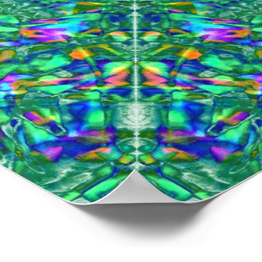 Turquoise Kaleidoscope Fractal Art Poster (Hoek)