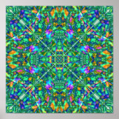 Turquoise Kaleidoscope Fractal Art Poster (Voorkant)