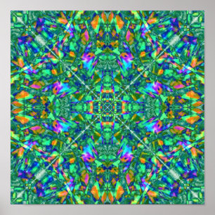 Turquoise Kaleidoscope Fractal Art Poster