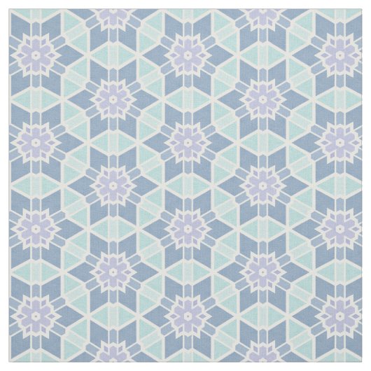 Turquoise Kaleidoscope Geometric Flower Pattern Stof (Swatch)