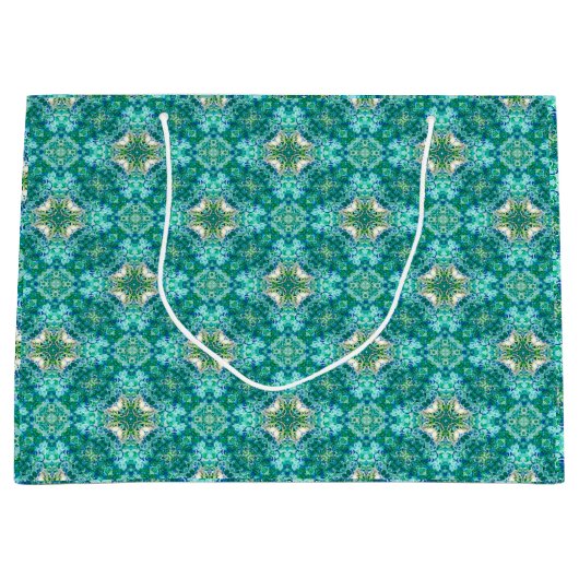 Turquoise Kaleidoscope Pattern Gift Bag Groot Cadeauzakje (Voorkant)
