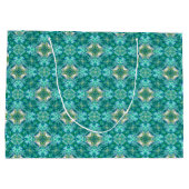 Turquoise Kaleidoscope Pattern Gift Bag Groot Cadeauzakje (Achterkant)