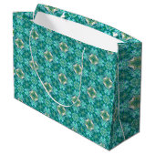 Turquoise Kaleidoscope Pattern Gift Bag Groot Cadeauzakje (Achterkant Gekanteld)