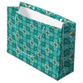 Turquoise Kaleidoscope Pattern Gift Bag Groot Cadeauzakje (Voorkant Gekanteld)
