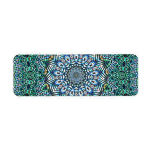 Turquoise Kaleidoscopic Mosaic Reflections Design Etiket