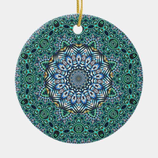 Turquoise Kaleidoscopic Mosaic Reflections Design Keramisch Ornament (Voorkant)