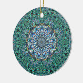 Turquoise Kaleidoscopic Mosaic Reflections Design Keramisch Ornament (Links)