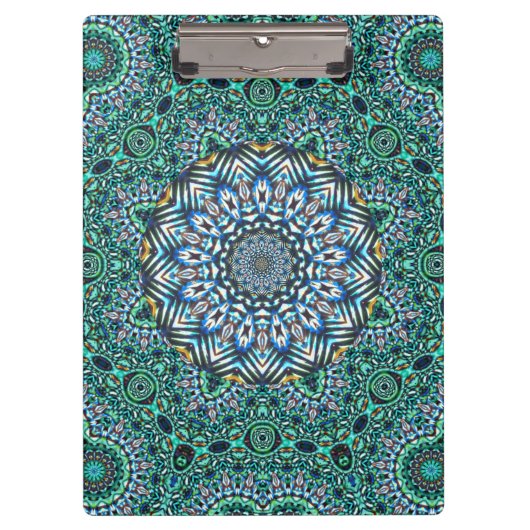Turquoise Kaleidoscopic Mosaic Reflections Design Klembord (Voorkant)