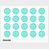 Turquoise kalligrafie krans dank u ronde sticker (Vel)