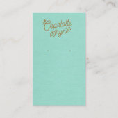Turquoise Kalligrafie Script Oorbel Business Visitekaartje (Voorkant)