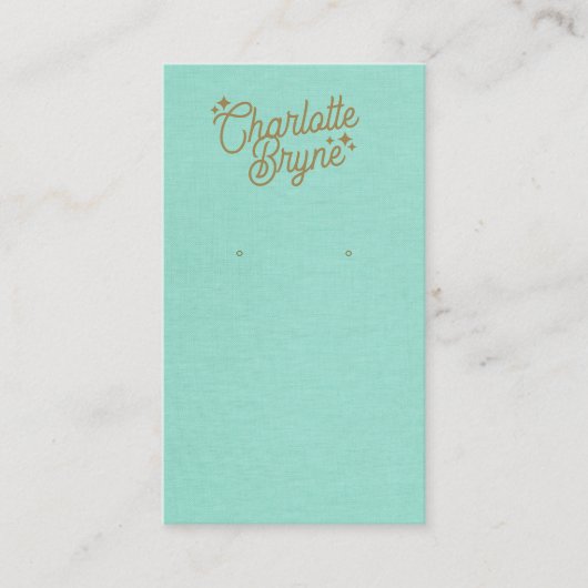 Turquoise Kalligrafie Script Oorbel Business Visitekaartje (Voorkant)