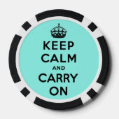 Turquoise kalm blijven en doorgaan poker chips (Achterkant)