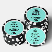 Turquoise kalm blijven en doorgaan poker chips (Opstapeling)