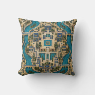 Turquoise Kanaal Paleis Tuin Patroon Kussen