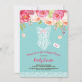 Turquoise kant lingerie douche bruidsfeest kaart (Voorkant)