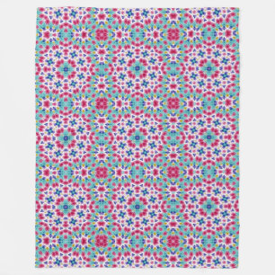Turquoise karmozijnrode kleurige caleidoscoop orna fleece deken