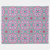 Turquoise karmozijnrode kleurige caleidoscoop orna fleece deken (Voorkant (Horizontaal))